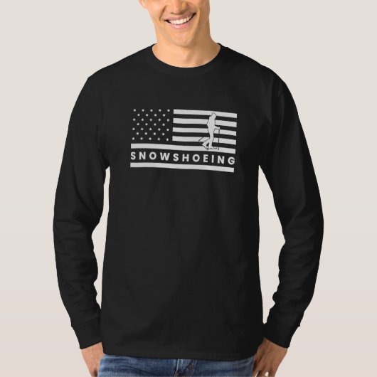 US Flag Amerika Schneeschuhwandern Schneeschuhfahr T-Shirt (Vorderseite)