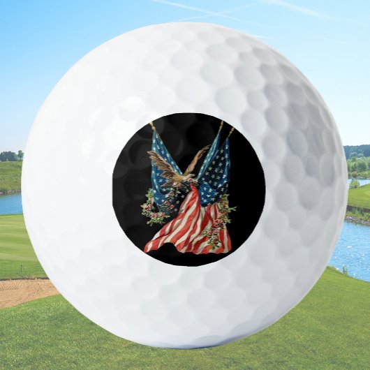 US flag and eagle patriotic red white and blue Golfball