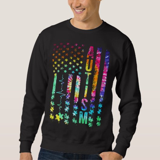 US-Flag-Autismus-Bewusstseins-Puzzle-Support-Krawa Sweatshirt (Vorderseite)