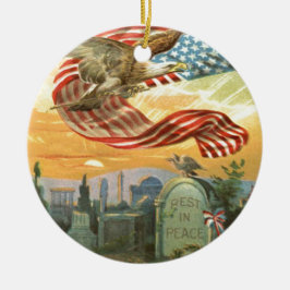 US Flag Bald Eagle Friedhof Grabstein Wreath Keramikornament