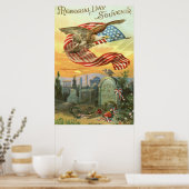 US Flag Bald Eagle Friedhof Grabstein Wreath Poster (Küche)
