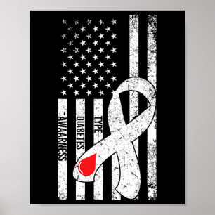 US Flag Band Typ 1 Diabetes Bewusstsein Diabetiker Poster