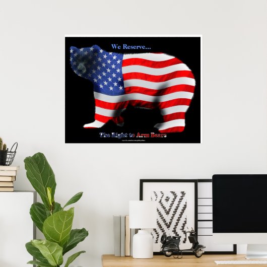US FLAG & BEAR Funny Anti-Hunting Patriotic Poster (Heimbüro)