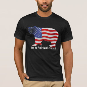 US FLAG & BEAR USA-Style Political Animal T - Shir T-Shirt
