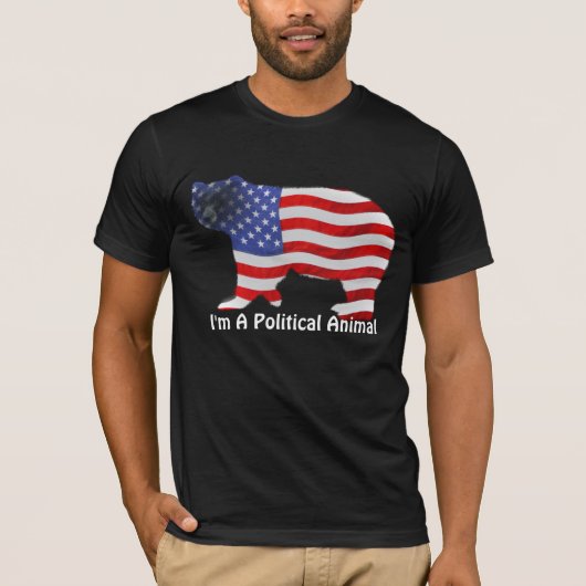 US FLAG & BEAR USA-Style Political Animal T - Shir T-Shirt (Vorderseite)