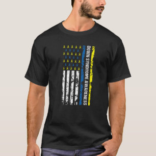 US Flag Blue and Yellow Down Syndrome Awareness R T-Shirt