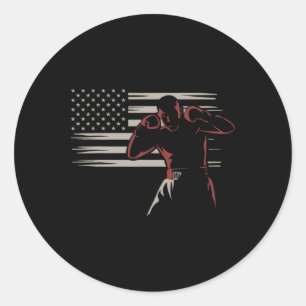 US-Flag-Boxer im Vintage-Stil Box-Enthusiast Runder Aufkleber