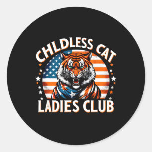 US Flag Cat Ladys Childless Cat Ladys Club Kamal Runder Aufkleber