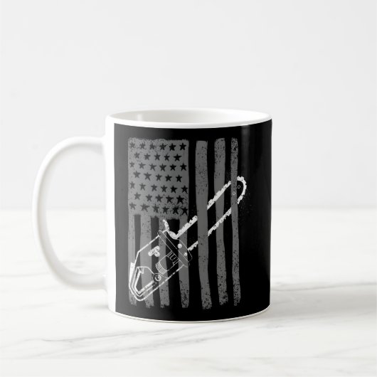 Us Flag Chainsaw Woodworker Logger Kaffeetasse (Links)