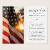 US Flag Cross Memorial Sympathy Prayer Card (Vorne & Hinten)