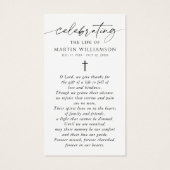 US Flag Cross Memorial Sympathy Prayer Card (Rückseite)