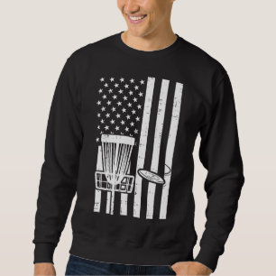 US Flag Disk Golf Vintag Patriotic Frisbee Golfin Sweatshirt