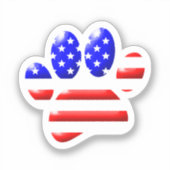 US Flag Dog Paw Print Aufkleber (Vorderseite)