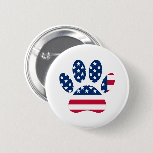US Flag Dog Paw Print Button (Vorne & Hinten)