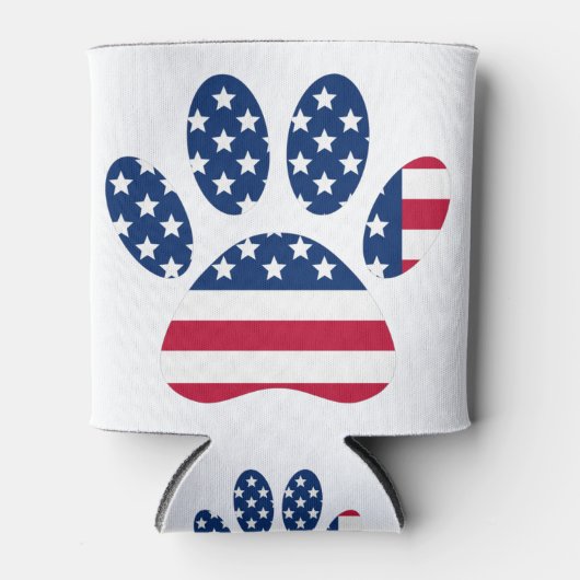 US Flag Dog Paw Print Dosenkühler (Vorderseite)