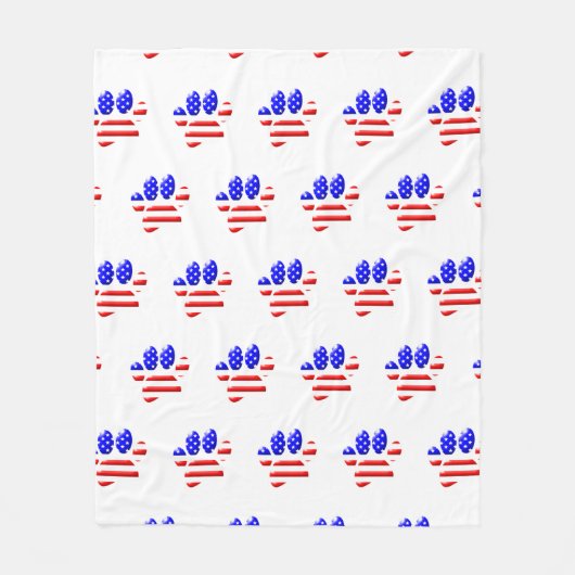 US Flag Dog Paw Print Fleecedecke (Vorderseite)