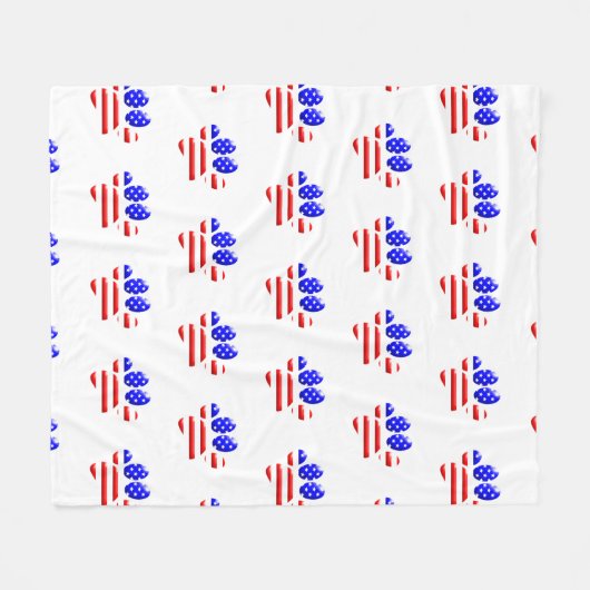 US Flag Dog Paw Print Fleecedecke (Vorderseite (Horizontal))
