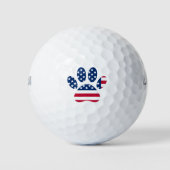 US Flag Dog Paw Print Golfball (Vorderseite)