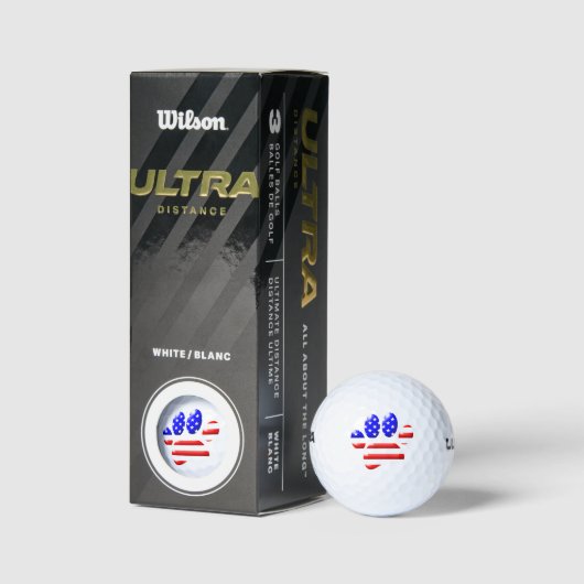 US Flag Dog Paw Print Golfball (Verpackungen)