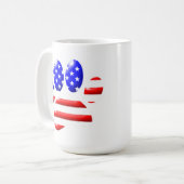 US Flag Dog Paw Print Kaffeetasse (Vorderseite Links)