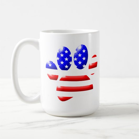 US Flag Dog Paw Print Kaffeetasse (Links)