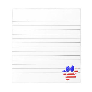 US Flag Dog Paw Print Linke Notizblock