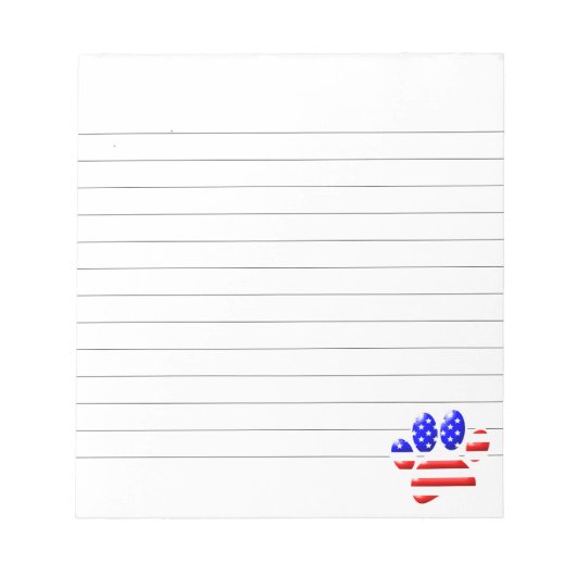 US Flag Dog Paw Print Linke Notizblock (Vorderseite)