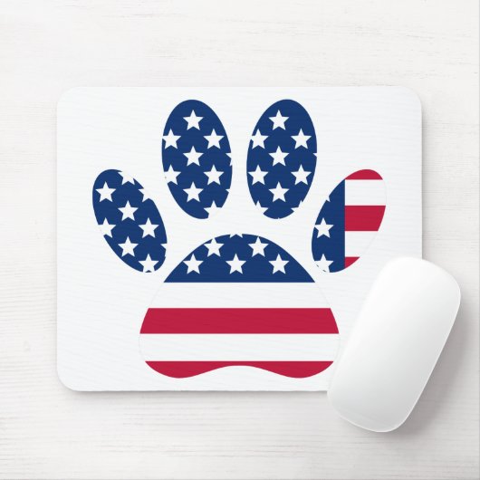 US Flag Dog Paw Print Mousepad (Mit Mouse)