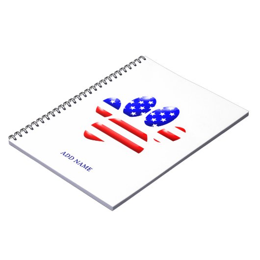 US Flag Dog Paw Print Notizblock (Linke Seite)