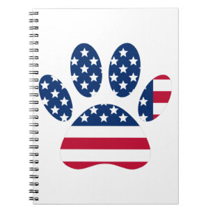 US Flag Dog Paw Print Notizblock