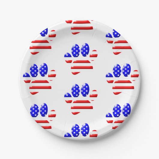 US Flag Dog Paw Print Pattern Paper Teller (Vorderseite)
