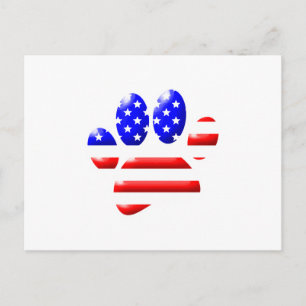 US Flag Dog Paw Print Postkarte