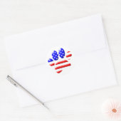 US Flag Dog Paw Print Runder Aufkleber (Umschlag)