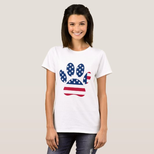 US Flag Dog Paw Print T-Shirt (Vorne ganz)
