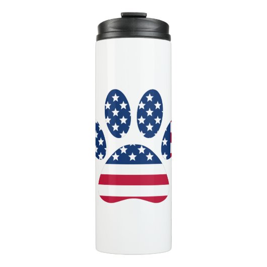 US Flag Dog Paw Print Thermosbecher (Vorderseite)
