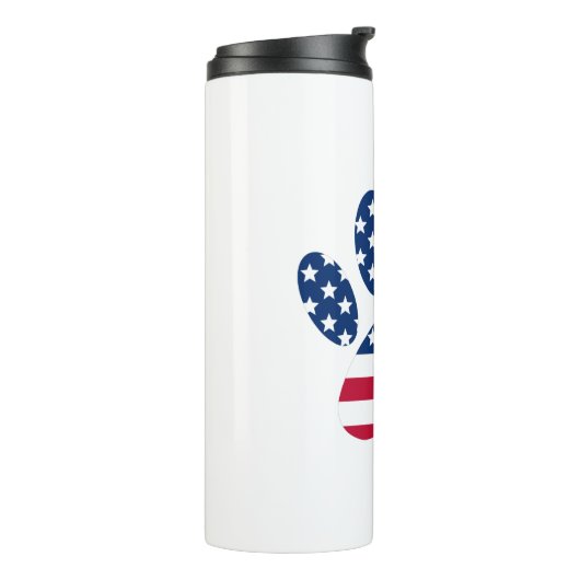 US Flag Dog Paw Print Thermosbecher (Nach links gedreht)