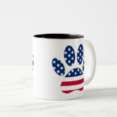 US Flag Dog Paw Print Zweifarbige Tasse (VorderseiteRechts)