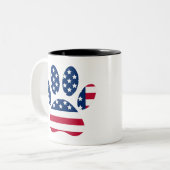 US Flag Dog Paw Print Zweifarbige Tasse (Vorderseite Links)