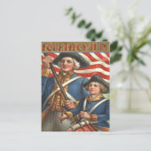 US Flag Drummer Boy Soldier Feuerwerk Postkarte (Stehend Vorderseite)