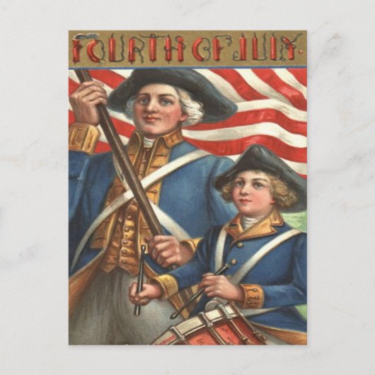 US Flag Drummer Boy Soldier Feuerwerk Postkarte (Vorderseite)
