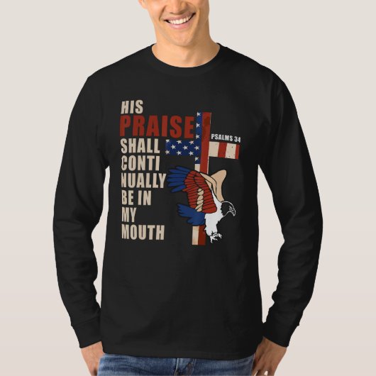 US Flag Eagle Christian Cross Patriotic Bible Vers T-Shirt (Vorderseite)