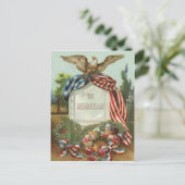US Flag Eagle Wreath Grabestone Rose Postkarte (Stehend Vorderseite)
