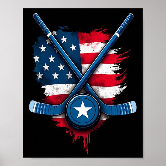 US-Flag-Eishockeyspieler (1)  Poster (Vorne)