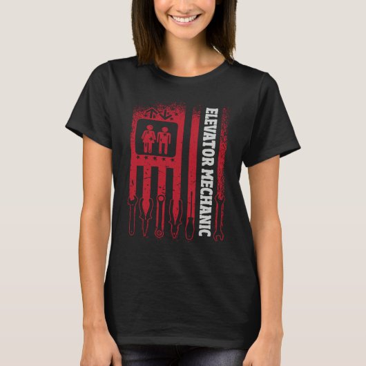 Us Flag Elevator Mechanic T-Shirt (Vorderseite)