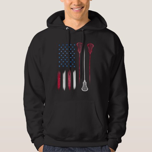 US Flag Farben LAX USA Lacrosse Hoodie (Vorderseite)