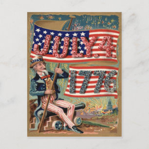 US-Flag Feuerwerk Knallkörper Onkel Sam Postkarte
