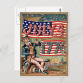 US Flag Fireworks Firecracker Uncle Sam Postkarte (Vorne/Hinten)