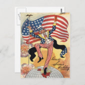 US Flag Fireworks Firecracker Uncle Sam Postkarte (Vorne/Hinten)