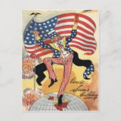 US Flag Fireworks Firecracker Uncle Sam Postkarte (Vorderseite)