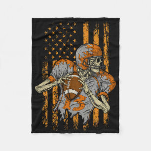 US Flag Footbyll Skeleton Halloween für Men Boys K Fleecedecke
